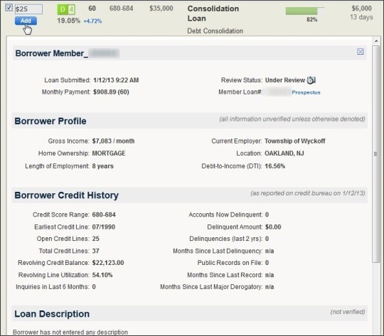 Lending Club Invest Screen