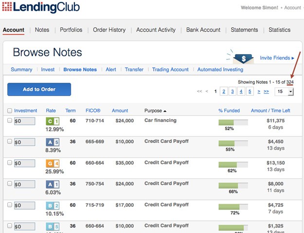 Lending-Club-Browse-Notes-Screen