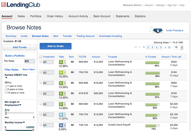 Lending-Club-Browse-Notes-Screen