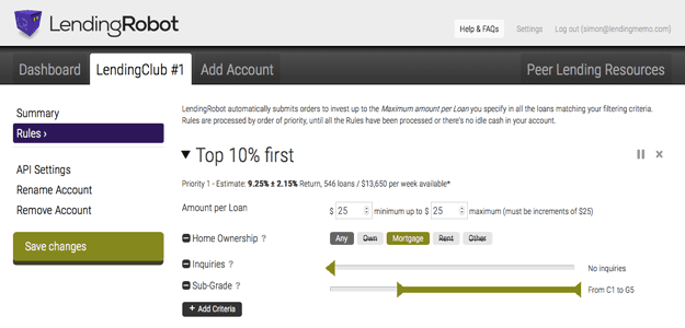 Lending-Robot-Filtering