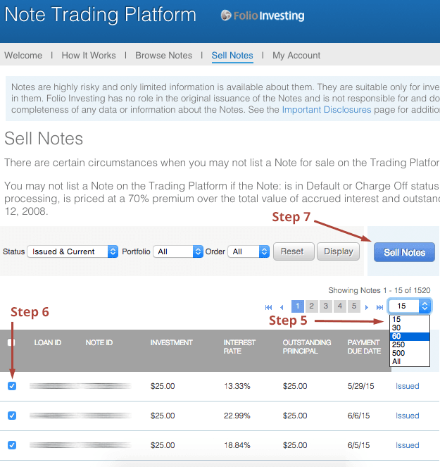 Select Issued Loans on Folio