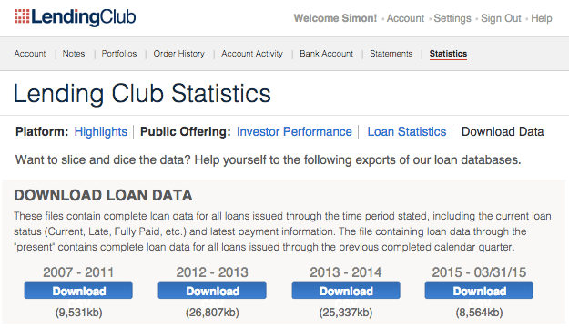 Lending-Club-Download-Data-Page