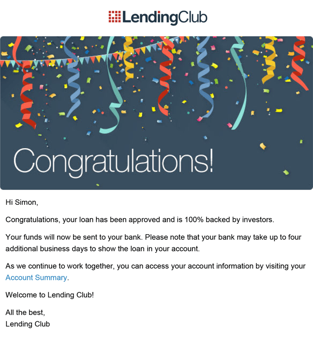 Lending Club Loan Approved Email
