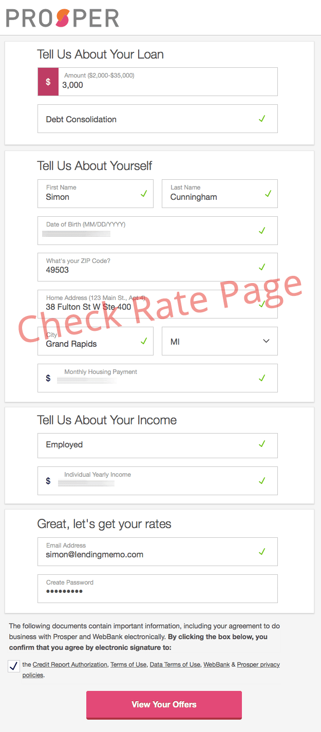 Check rate page at Prosper.com