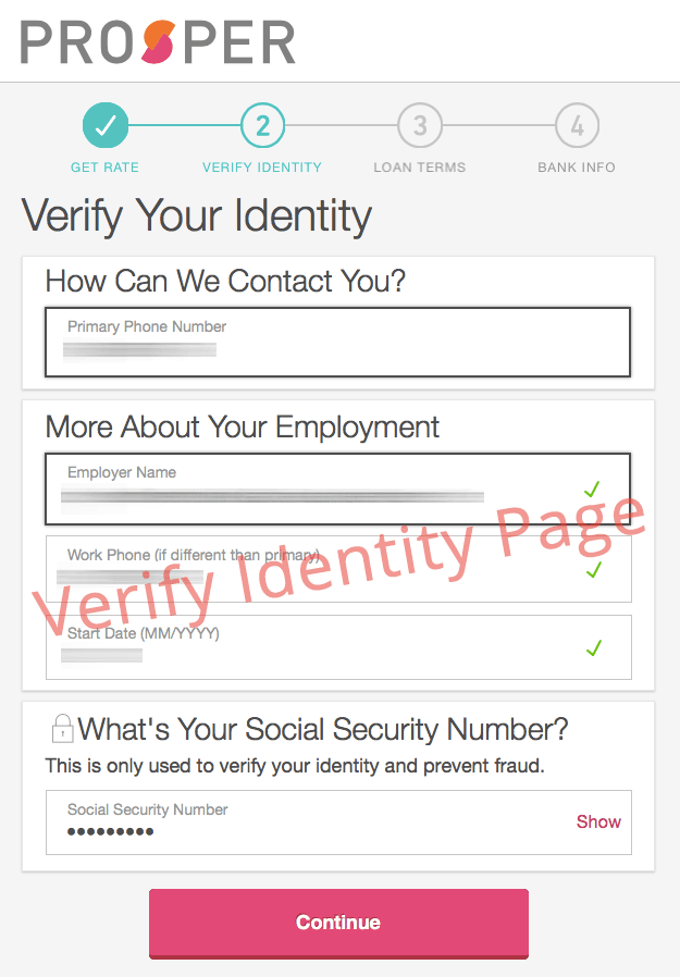 Verify Identity page