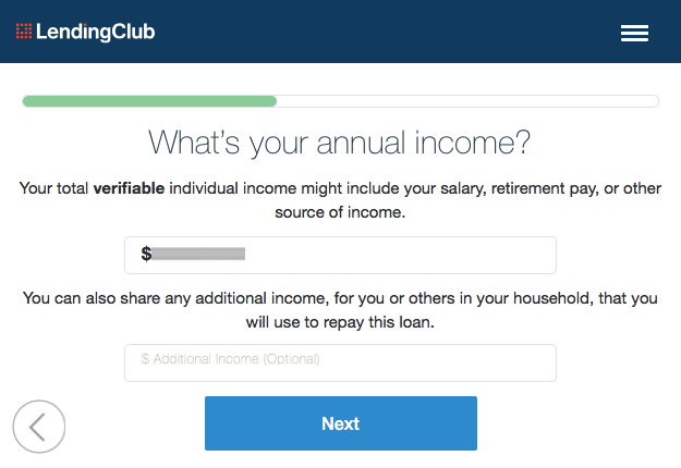 Lending Club Annual Income Page