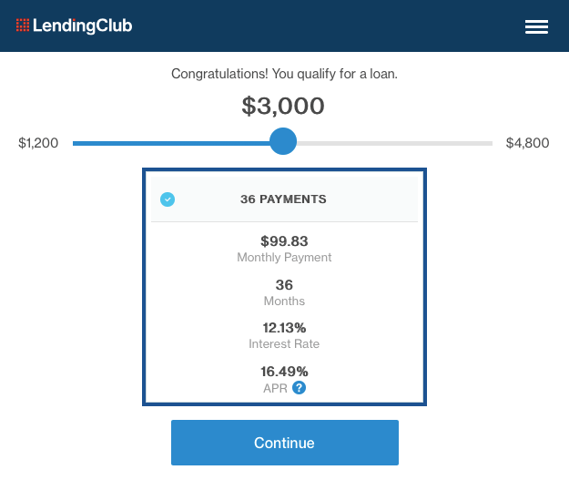 Lending Club Loan Offer Page