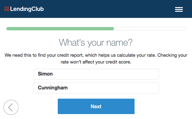 Lending Club Name Page