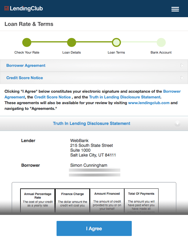 Lending Club Rates Terms Page